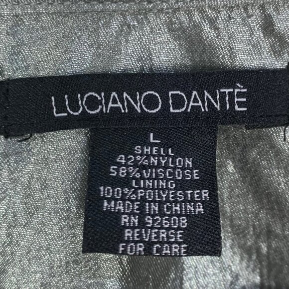 Fun Metallic Silver Luciano Dante Jacket L Ruffle Button Details Y2K Festival - Picture 7 of 8